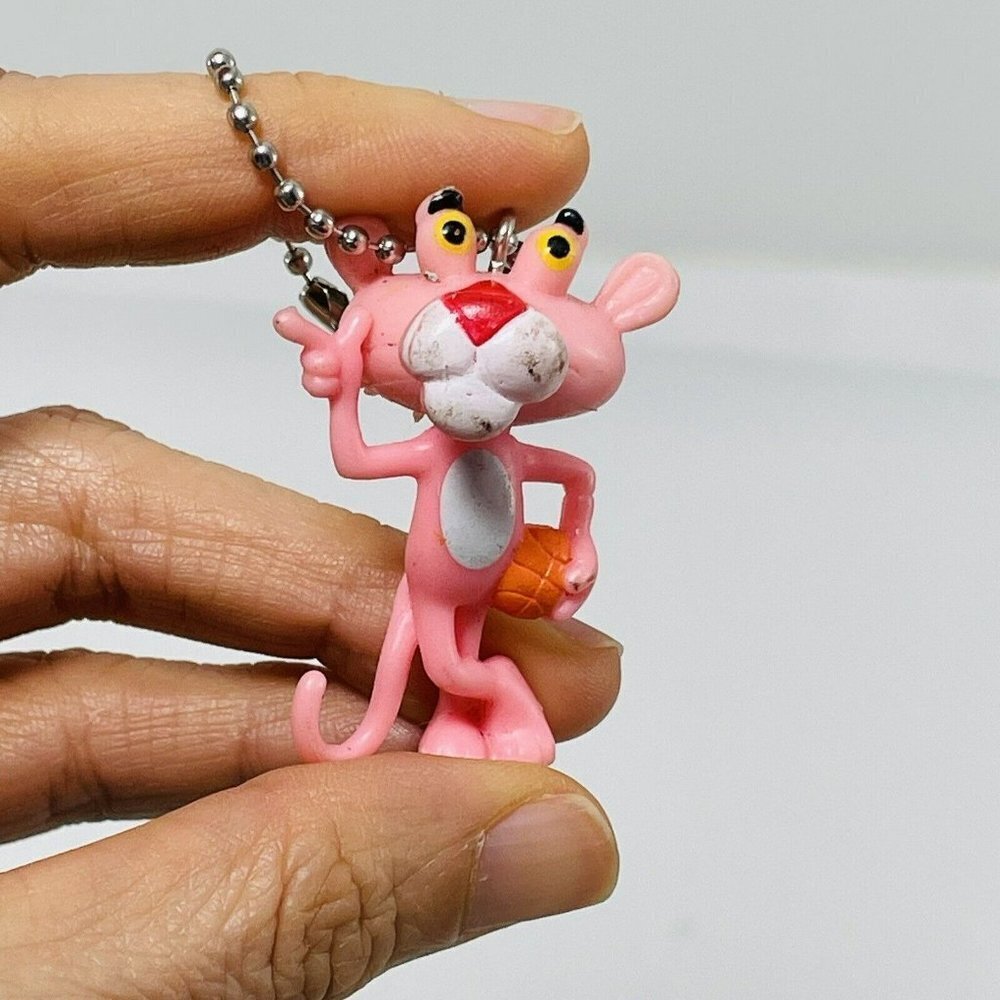 Pink Panther Figure Keychain Basketball Player Chain Keyring Ball Hangtag Hang